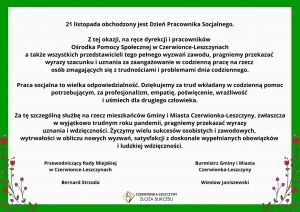 Życzenia z okazji Dnia Pracownika Socjalnego